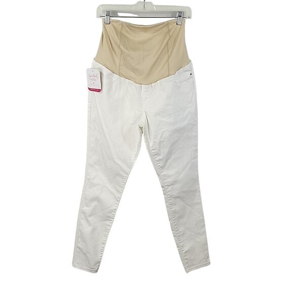 Isabel Maternity Jeans w/ Crossover Panel, White, Sz 4/27, NWT - Picture 1 of 12